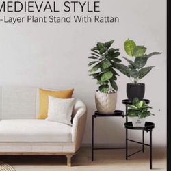 Metal Plant/Flower Stand Indoor or Outdoor, 3 Tier Tall Plant Stand Shelf Holds 3-Flower Pot for Patio Garden, Living Room and Corner Balcony (Black,1