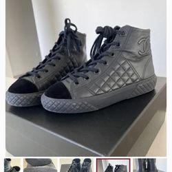 Chanel Interlocking CC Logo Leather Sneakers It 35 | 5