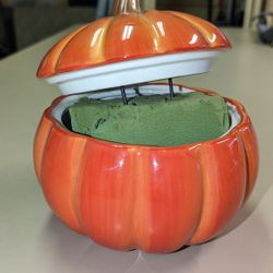 Ceramic Pumpkin Canister Candy Dish Flower Arrangement Cookie Jar 