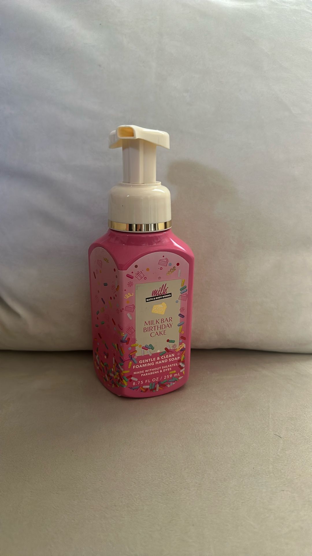 Bath & body Works, milk, bar, birthday cake, hand soap