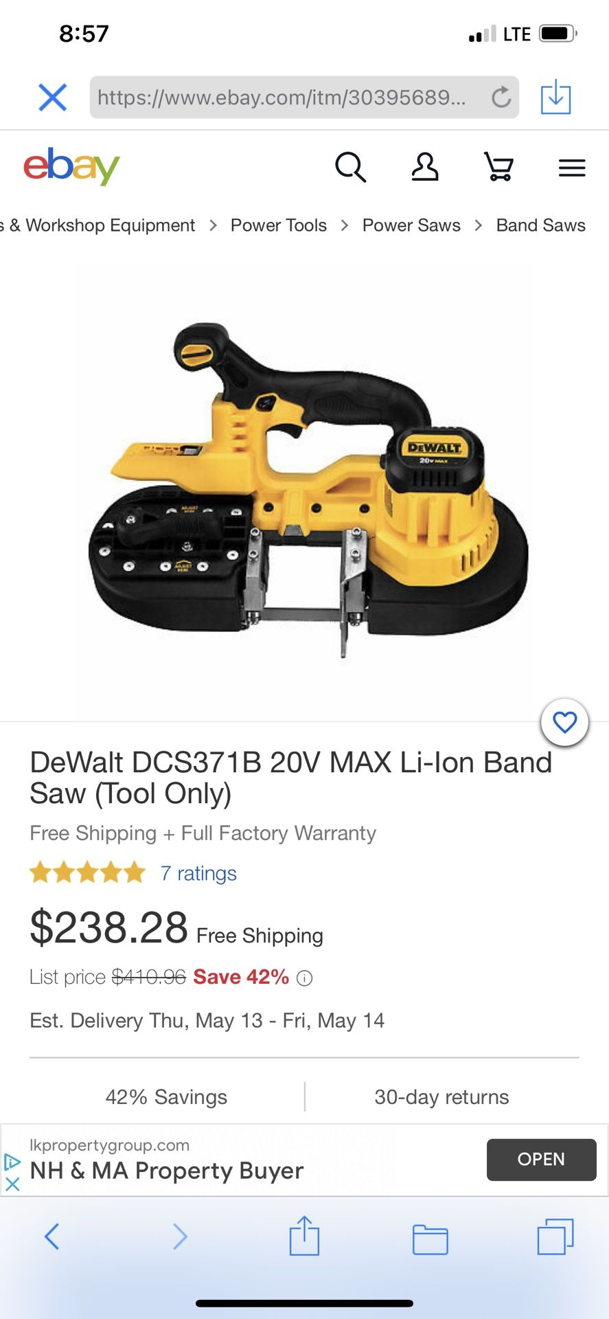 DEWALT DCS371B 20V MAX Li-Ion Band Saw (Tool Only)