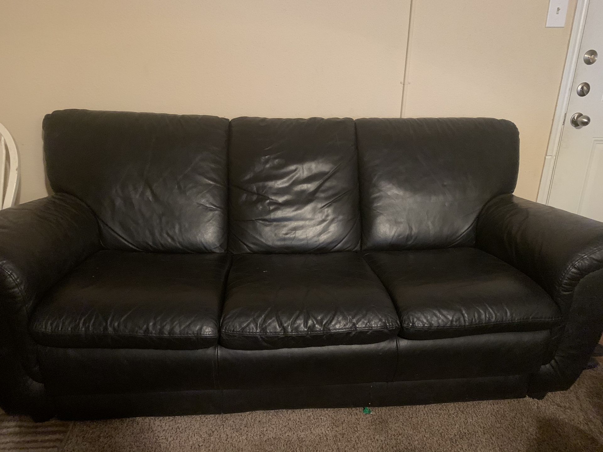 Black leather couch