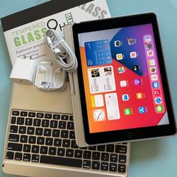 Apple IPad 6th Generation (9.7” Retina / Touch ID / IOS 17) 32GB with keyboard, pen & Accessories (128gb $199) 