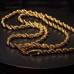 925 5MM 18K Gold 22” Rope Chain
