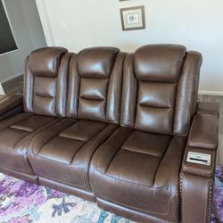 Dual power Leather Reclining Sofa