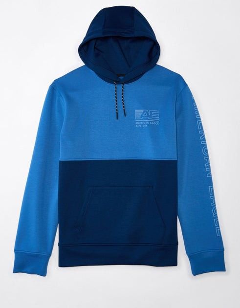 American Eagle Good Vibes Colorblock Hoodie Sweatshirt Sweater Top Mens Size Xs Extra Small