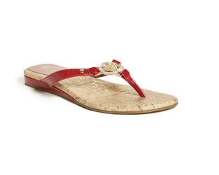 Guess Makena Rhinestone Logo Sandals/Flip Flops *RED*