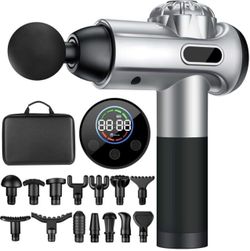 Massage Gun Deep Tissue, Upgrade Percussion Massager Gun for Athletes Handheld Muscle Massage Gun (Silver)