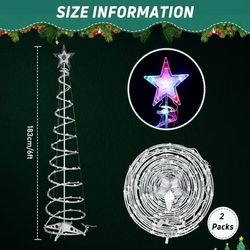 6ft Spiral Christmas Tree Outdoor Christmas LED Lighted Artificial Tree with Timer APP & Remote Control Tree Top Multicolor Lights Decoration for Yard