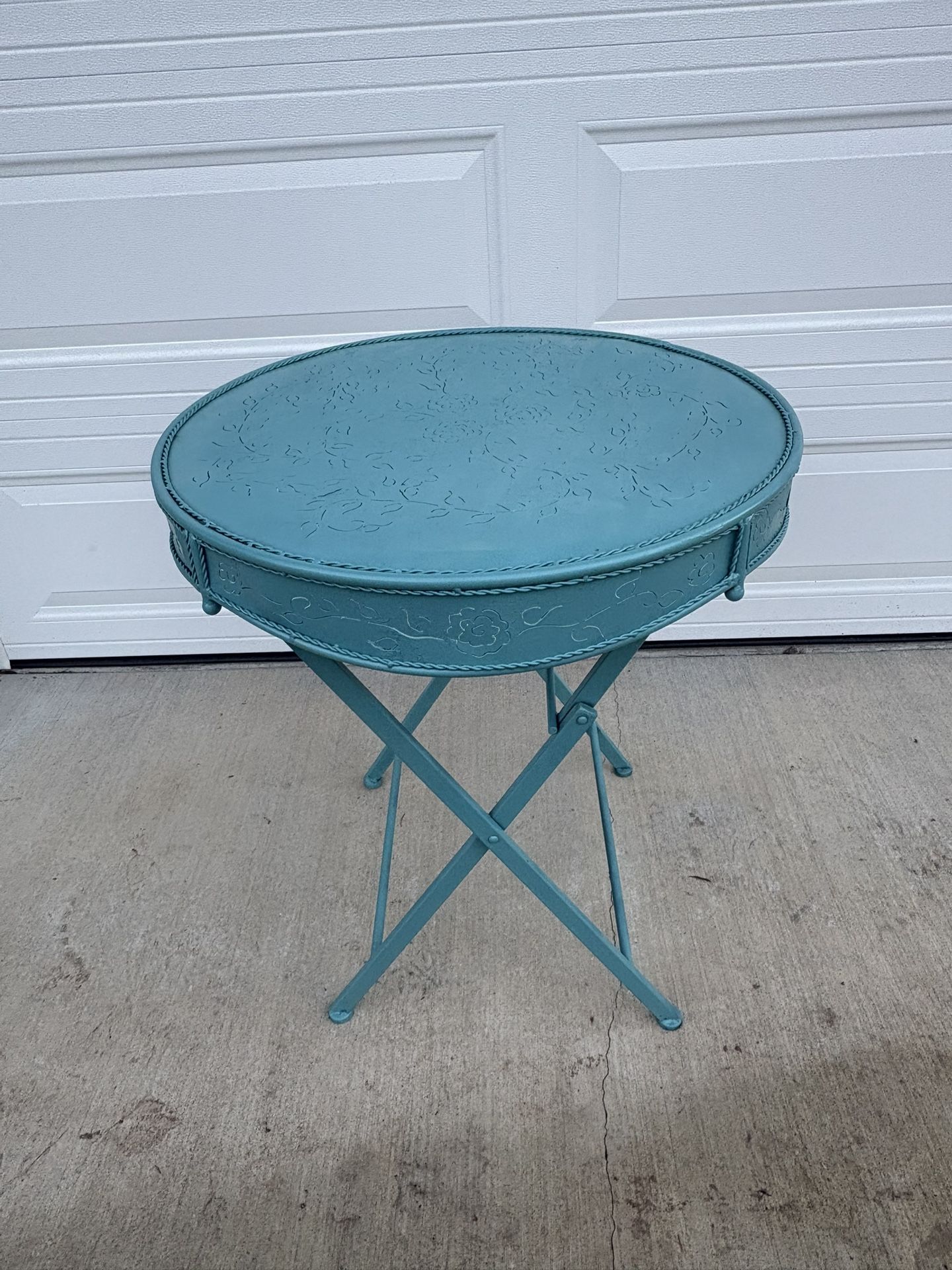 Teal Metal Folding Table