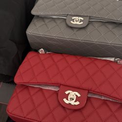 Red Chanel Bag And Grey Chanel Bag