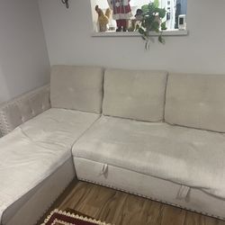 Free Convertible L Shape Sofa-bed, Removable And Washable Cushions.+ IKEA Queen Bed Fram Without Headboard 