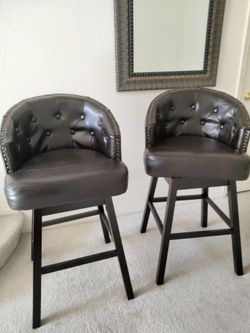 Set of 2 Swivel Bar Stools Counter Height
Dark Brown