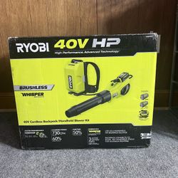 NEW Ryobi Backpack Blower with 2 batteries and charger