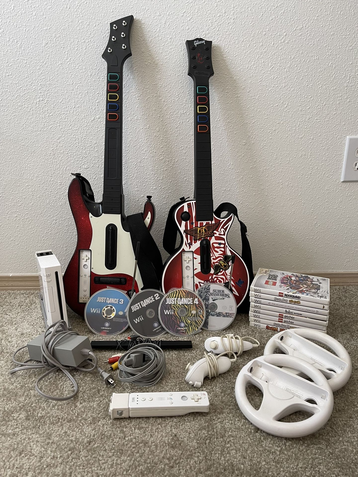 Wii Bundle With Guitar Hero 2+3
