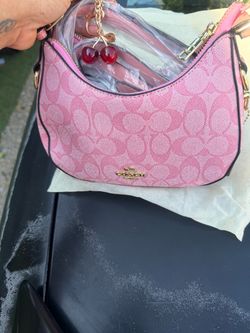 Coach Signature Canvas Pink Shoulder Bag