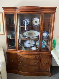 Hutch glass cabinet drawers large display china