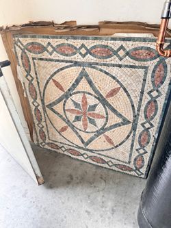 Mosaic travertine floor tile mandolin
