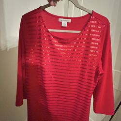 Ladies Sparkly Red Top