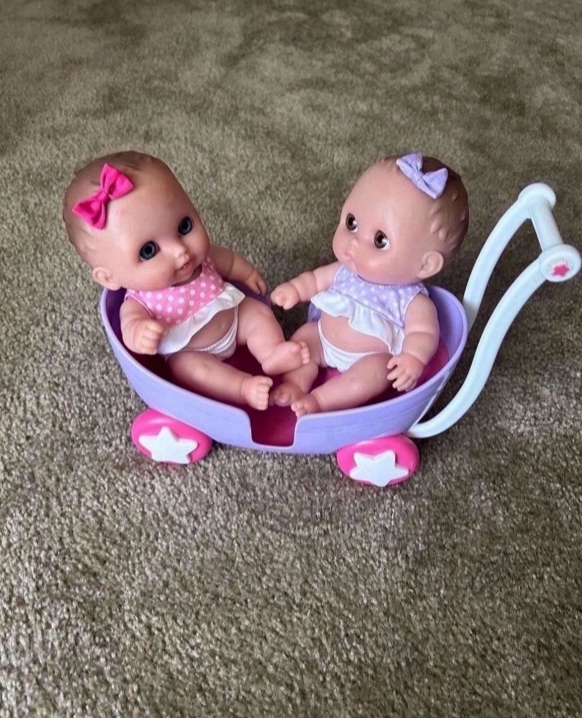 Twin Dolls with Stroller