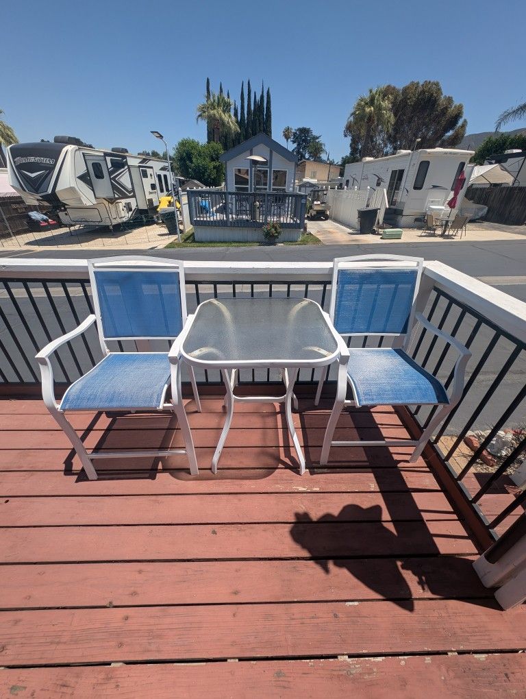 2 Sets: Glass Tables And Chairs
