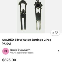 Sacred Silver Aztec Earrings Circa 1930S En Perfectas Condiciones Limpios No Estan Dañados