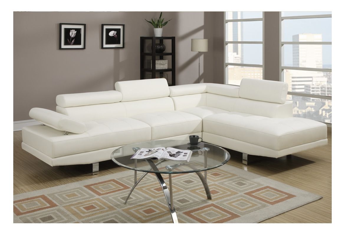 White Faux Leather Sectional Sofa (Free Delivery)