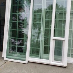 72x80 Retro Fit Sliding Door W/Doggy Door,Full Size The Sliding Door Opening Is 60x80,Left Hand 