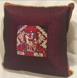 DECORATIVE BURGUNDY PILLOW FROM TURKEY ( HANDMADE MADE )