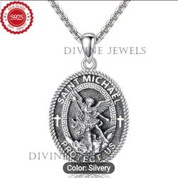 925 Sterling Silver Round Saint Michael Religious Pendant for women