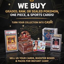 Pokemon Cards, Sports Cards, One Piece Cards 