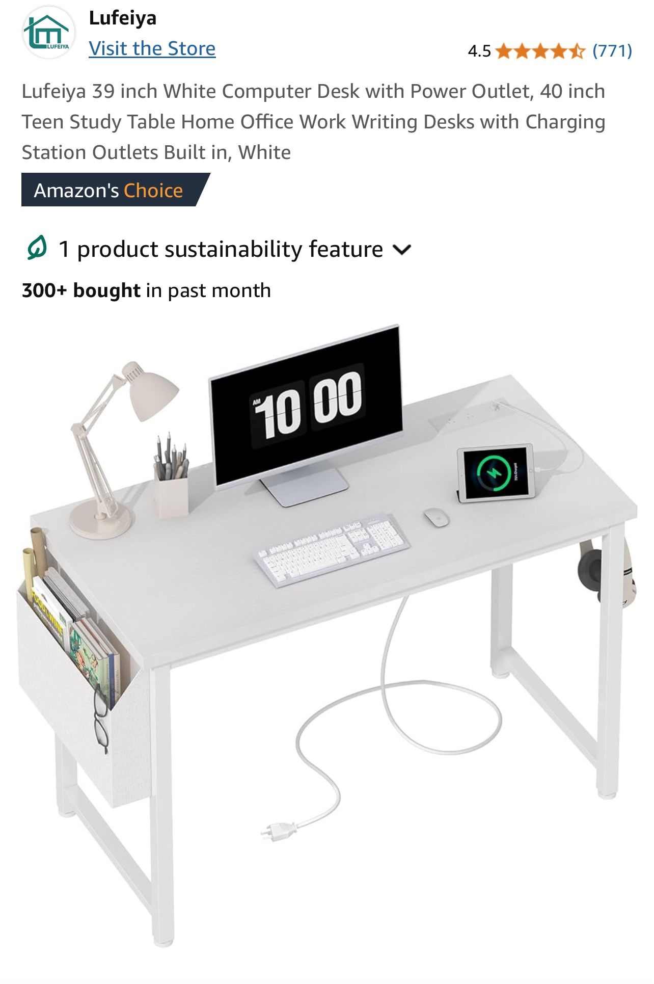 39 In White Computer Desk