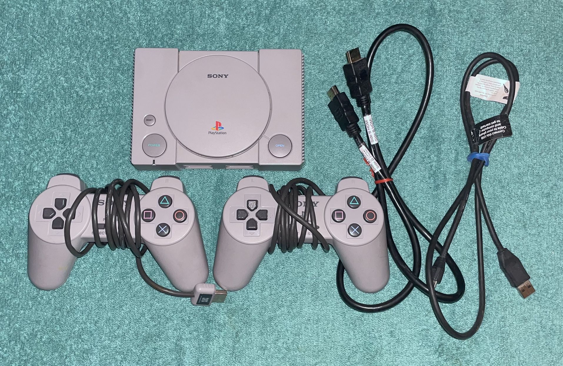 SONY PLAYSTATION 1 PS1 CLASSIC EDITION CONSOLE SYSTEM WITH ALL CORDS ...