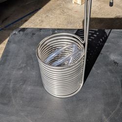 Homebrewing gear:  Stainless immersion chiller coil with  tubing.