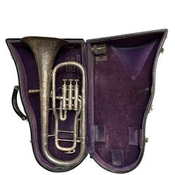 Vintage True Tone Possible Alto Or Baritone Horn With 3 Valves And Case