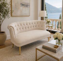 White velvet love seat