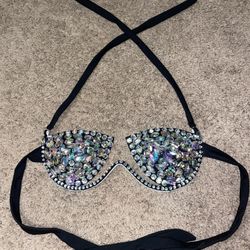 Rhinestone Crystal Cut Out Bikini Top
