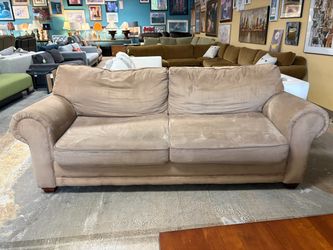 Beige Rolled Arm Wide Seat Sofa