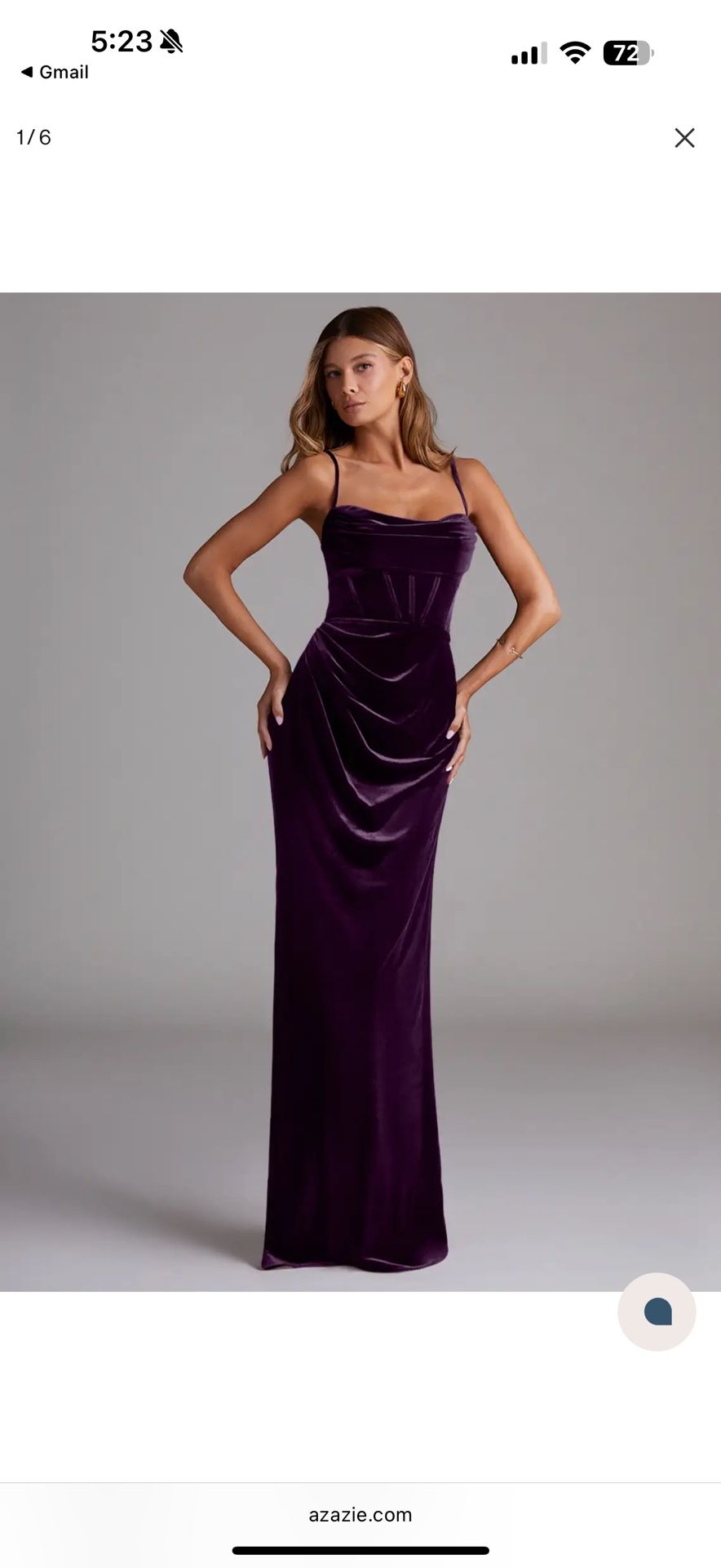 Azazie Grape Velvet Lace Bridesmaid Dress