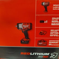 Milwaukee Fuel 1/2 In High Torque Impact Wrench With 5.0ah Battery And Charger With Bag