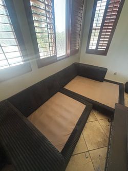 Low profile corduroy couch in good condition.
