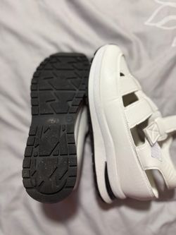 White Platform Sandals with Velcro Straps