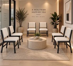 6 ergonomic chairs for business waiting area, business beige chairs