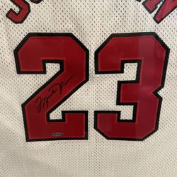 Authentic Michael Jordan signed Chicago Bulls #23 jersey, professionally framed and certified by Upper Deck Authenticated (UDA).