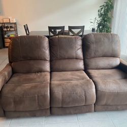 Brown Micro Suede Electric Reclining Couch