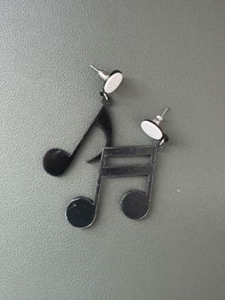 Black Music Note Dangle Earrings