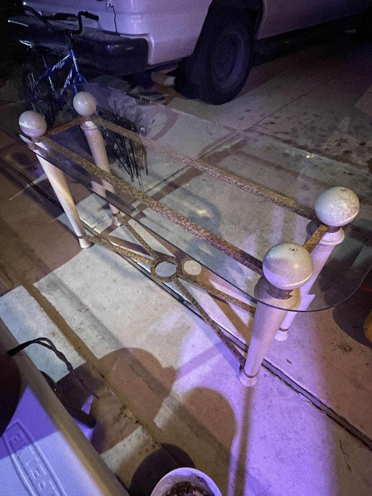 Glass Console Table with Metal Frame – 50” Long