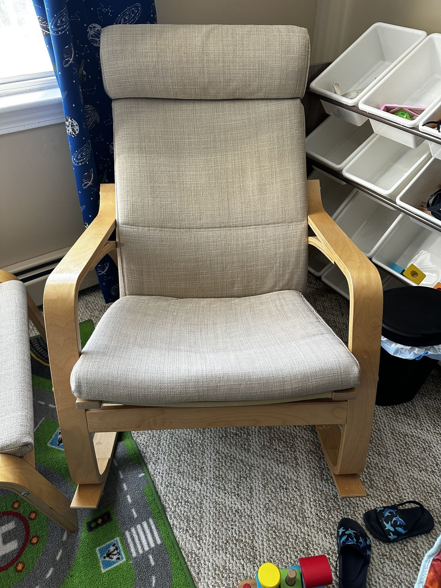 IKEA Poang Chair & Ottoman