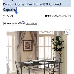 iKayaa 5-Pieces Modern Metal Frame Dining Kitchen Table Chairs Set for 4 Person Kitchen Furniture 120 kg Load Capacity