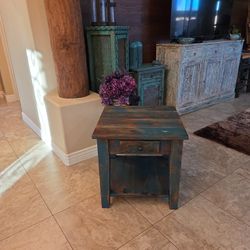 Rustic Cobalt Blue Side table